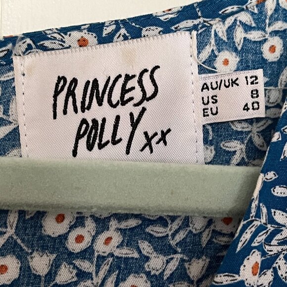 Princess Polly The Sting Mini Dress Blue Lined Floral Skater Boho Women's Size 8 - Picture 7 of 10